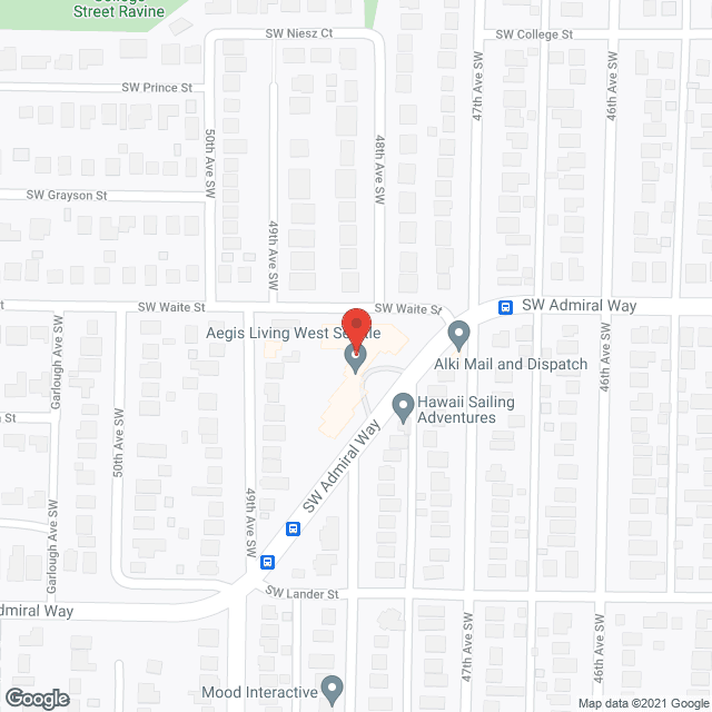 Map of the neighborhood around Aegis of West Seattle