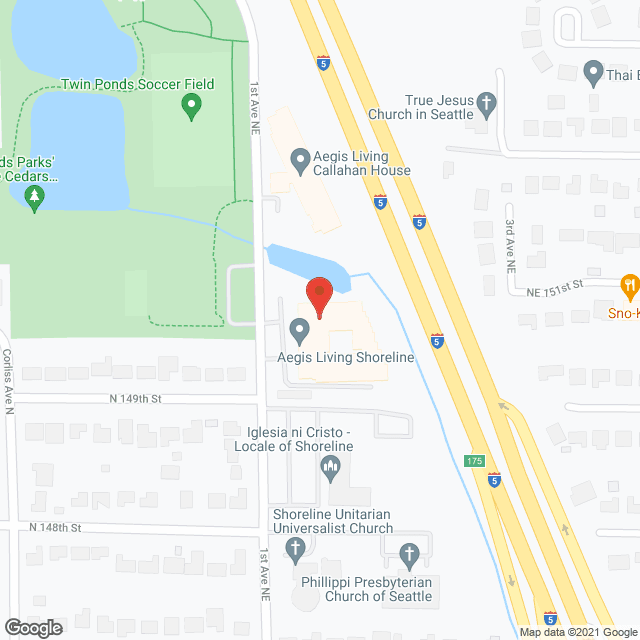Map of the neighborhood around Aegis of Shoreline