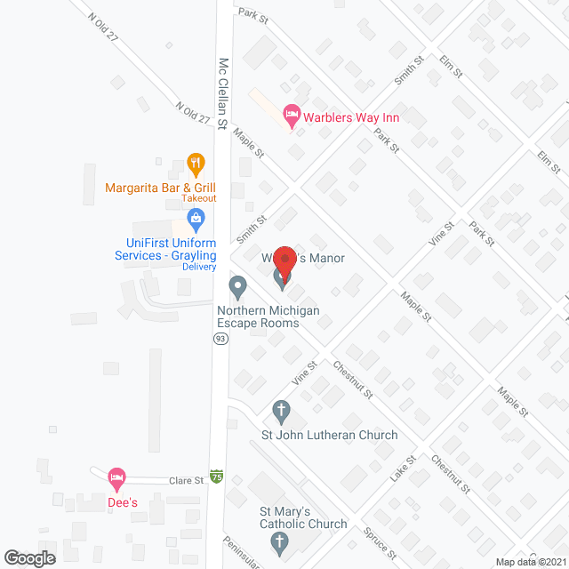 Map of the neighborhood around Wargo's Manor
