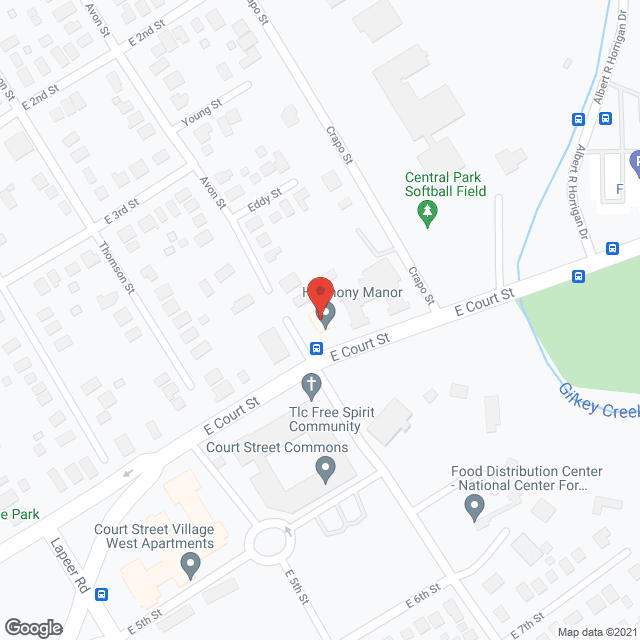 Map of the neighborhood around Harmony Manor