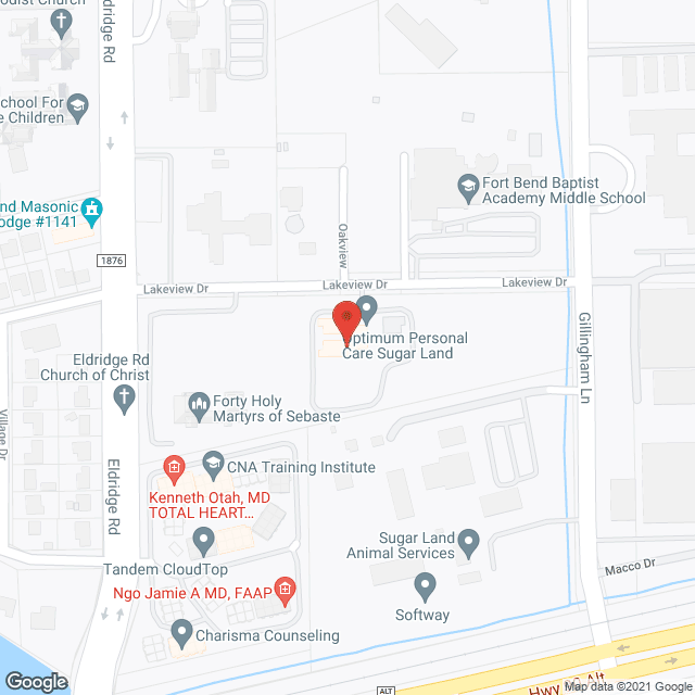 Map of the neighborhood around Optimum Personal Care - Sugar Land Phase II