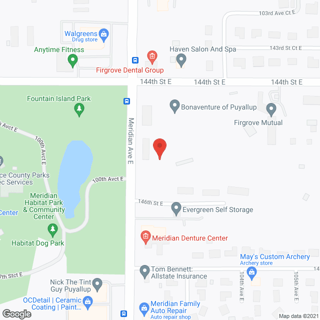 Map of the neighborhood around Bonaventure of Puyallup