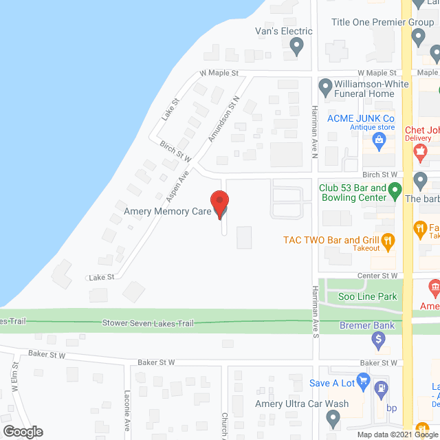 Map of the neighborhood around Amery Memory Care