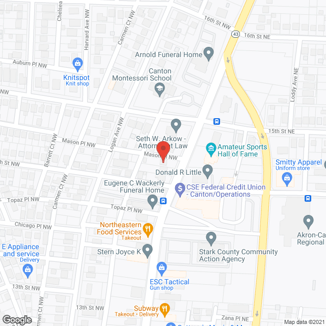 Map of the neighborhood around Andre's House (Market Ave N)