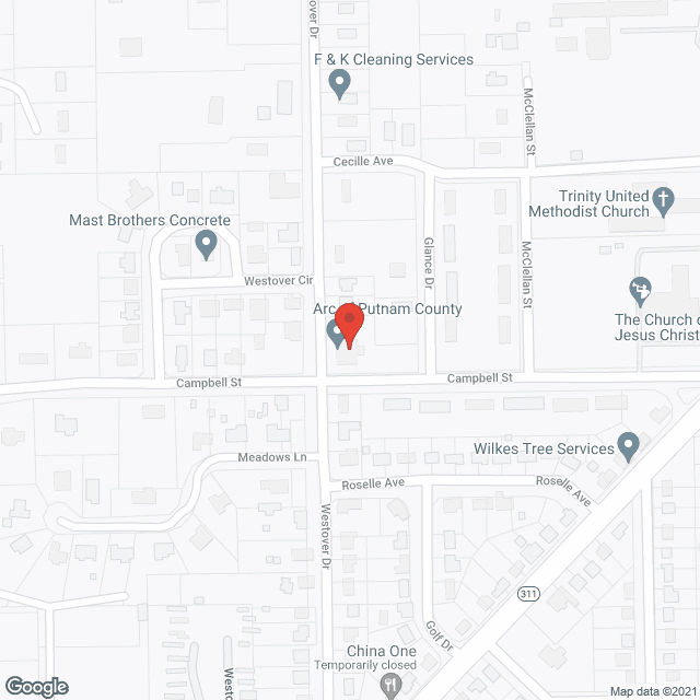 Map of the neighborhood around The Arc Of Putnam County Inc