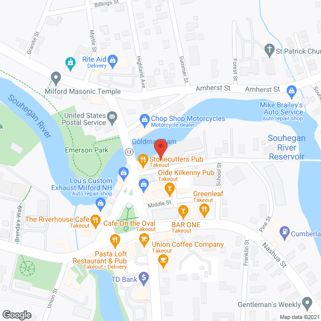 Map of the neighborhood around The Mill of Milford