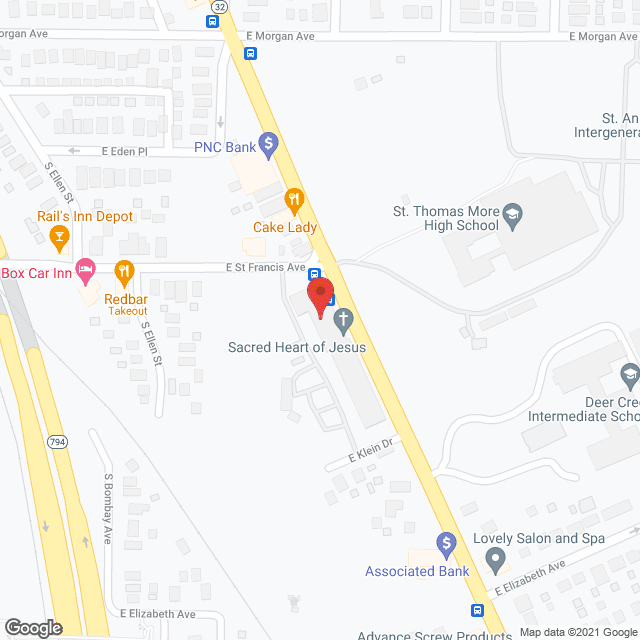 Map of the neighborhood around Sacred Hearts Senior Apartments