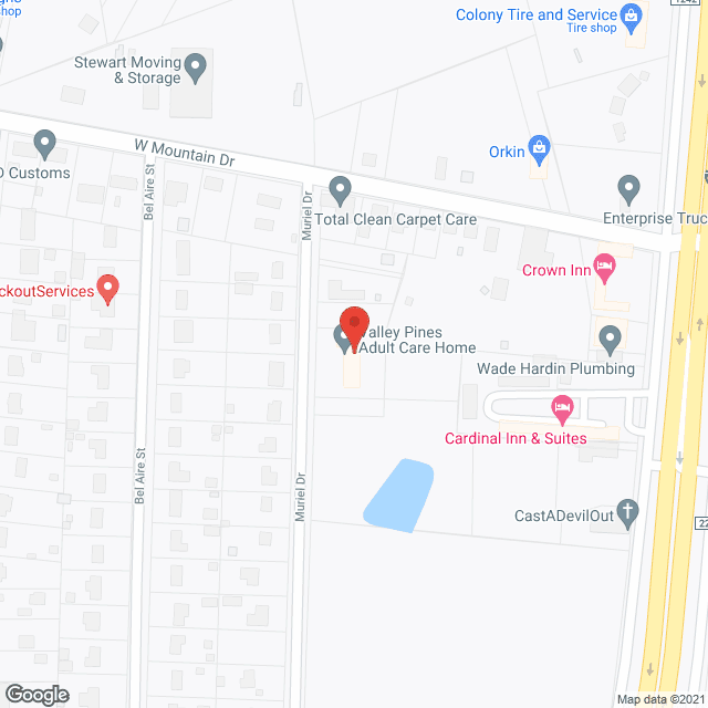 Map of the neighborhood around Valley Pines Adult Care