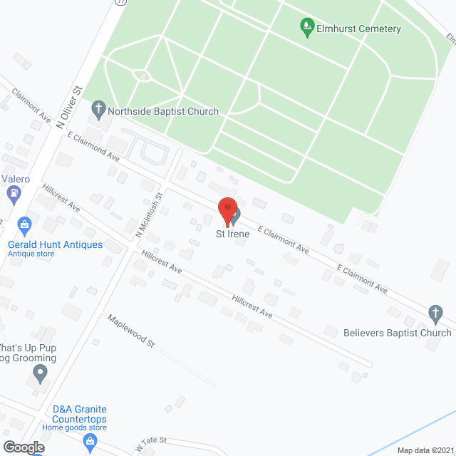 Map of the neighborhood around St. Irene