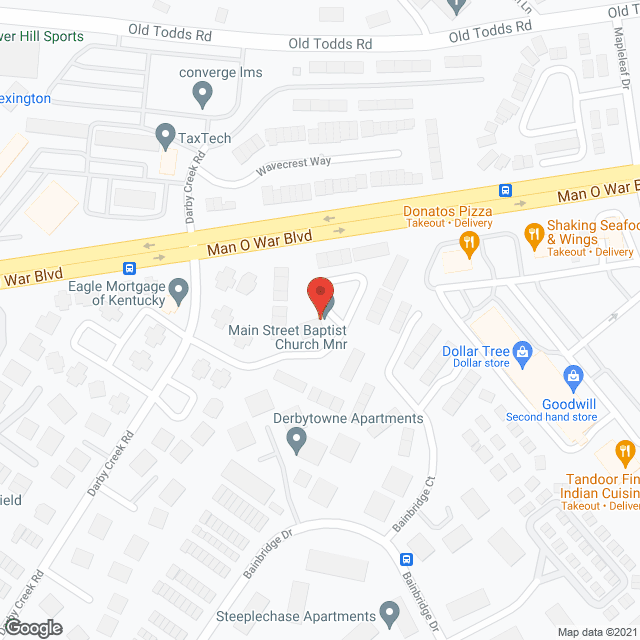 Map of the neighborhood around Main Street Baptist Church Manor