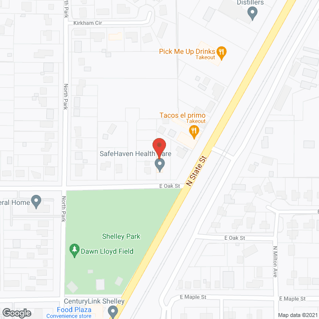 Map of the neighborhood around Diamond Peak of Shelley