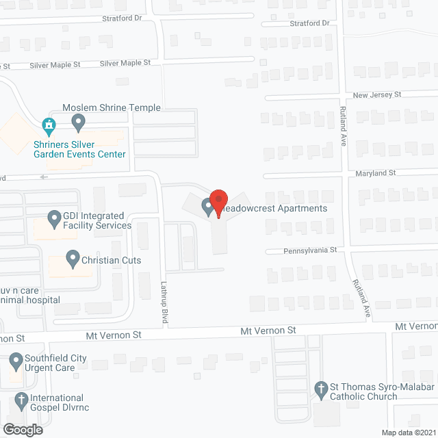 Map of the neighborhood around Meadow Crest