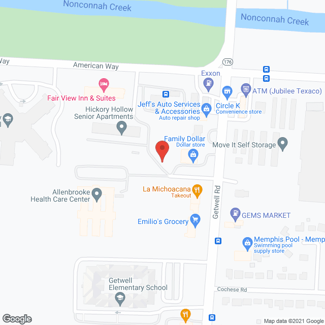Map of the neighborhood around Hickory Hollow Senior Apartments