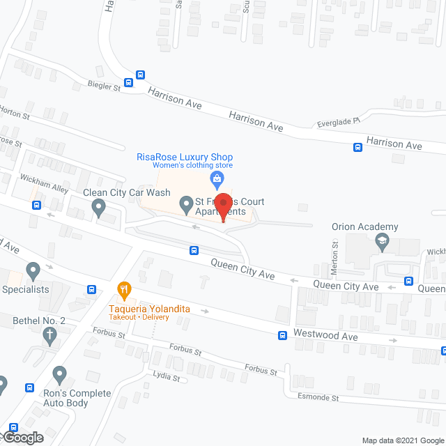 Map of the neighborhood around St. Francis Court Apartments