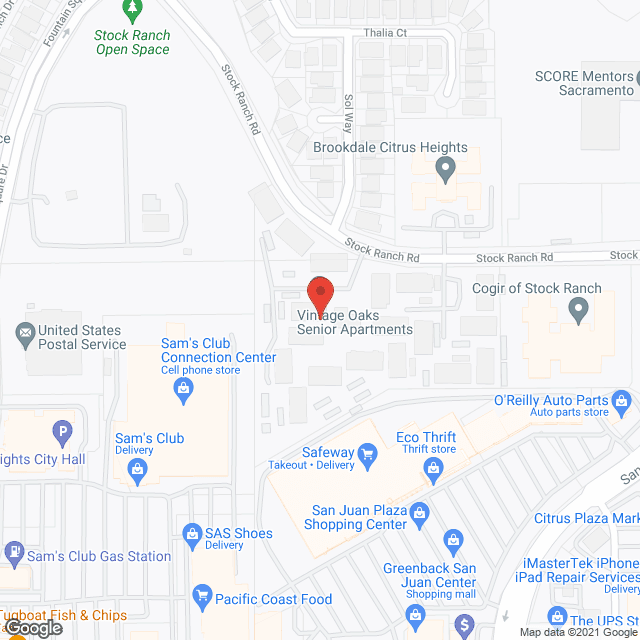 Map of the neighborhood around Vintage Oaks Senior Apartments