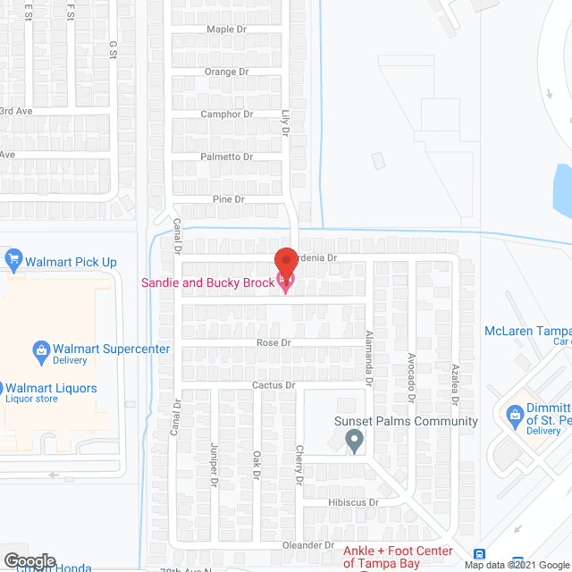Map of the neighborhood around Sunset Palms Community