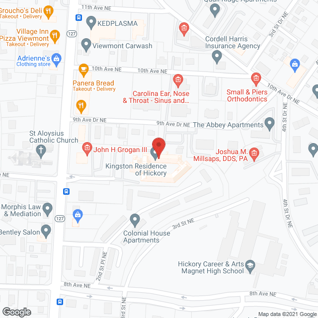 Map of the neighborhood around Kingston Residence of Hickory