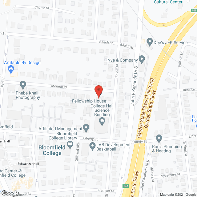 Map of the neighborhood around Fellowship House