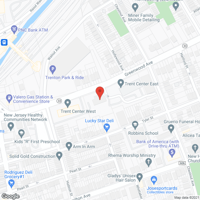 Map of the neighborhood around Trent Center East Apartments