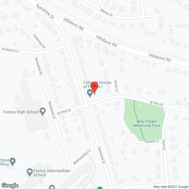 Map of the neighborhood around Colonial House of Festus I