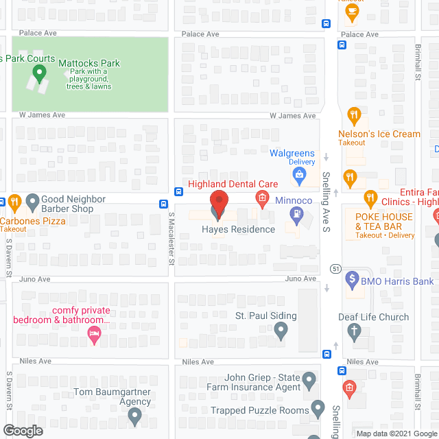 Map of the neighborhood around Hayes Residence
