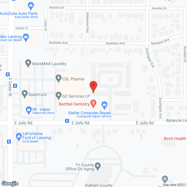 Map of the neighborhood around Turning Leaf