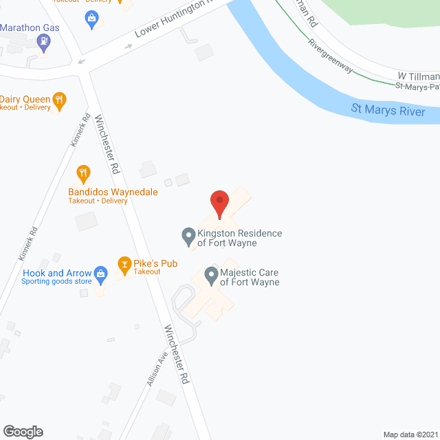 Map of the neighborhood around Kingston Residence of Fort Wayne