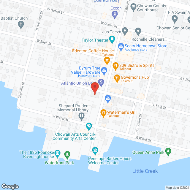 Map of the neighborhood around Britthaven of Edenton