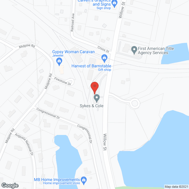 Map of the neighborhood around Barnstable County Retirement