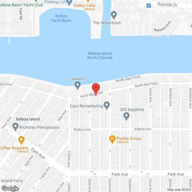 Map of the neighborhood around Balboa Island Board and Care III