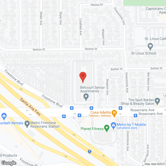 Map of the neighborhood around Belcourt Senior Apartments