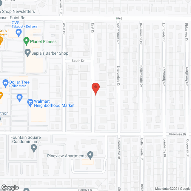 Map of the neighborhood around Sunset On East