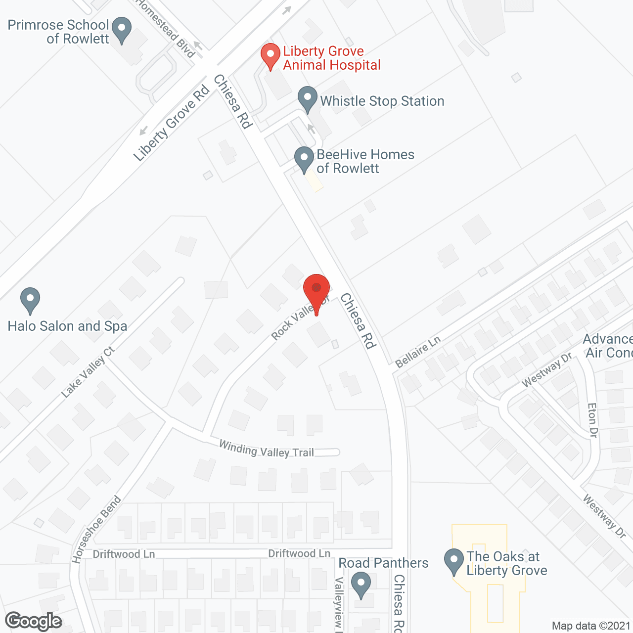 Map of the neighborhood around BeeHive Homes of Rowlett Memory Care