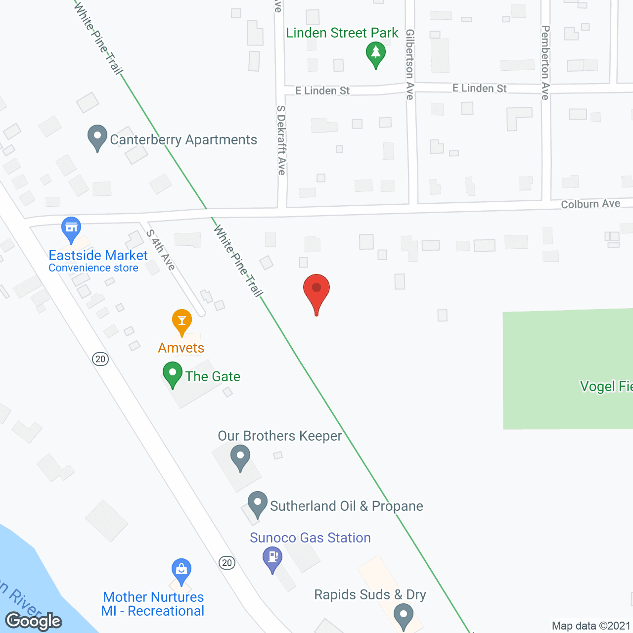 Map of the neighborhood around Big Rapids Fields