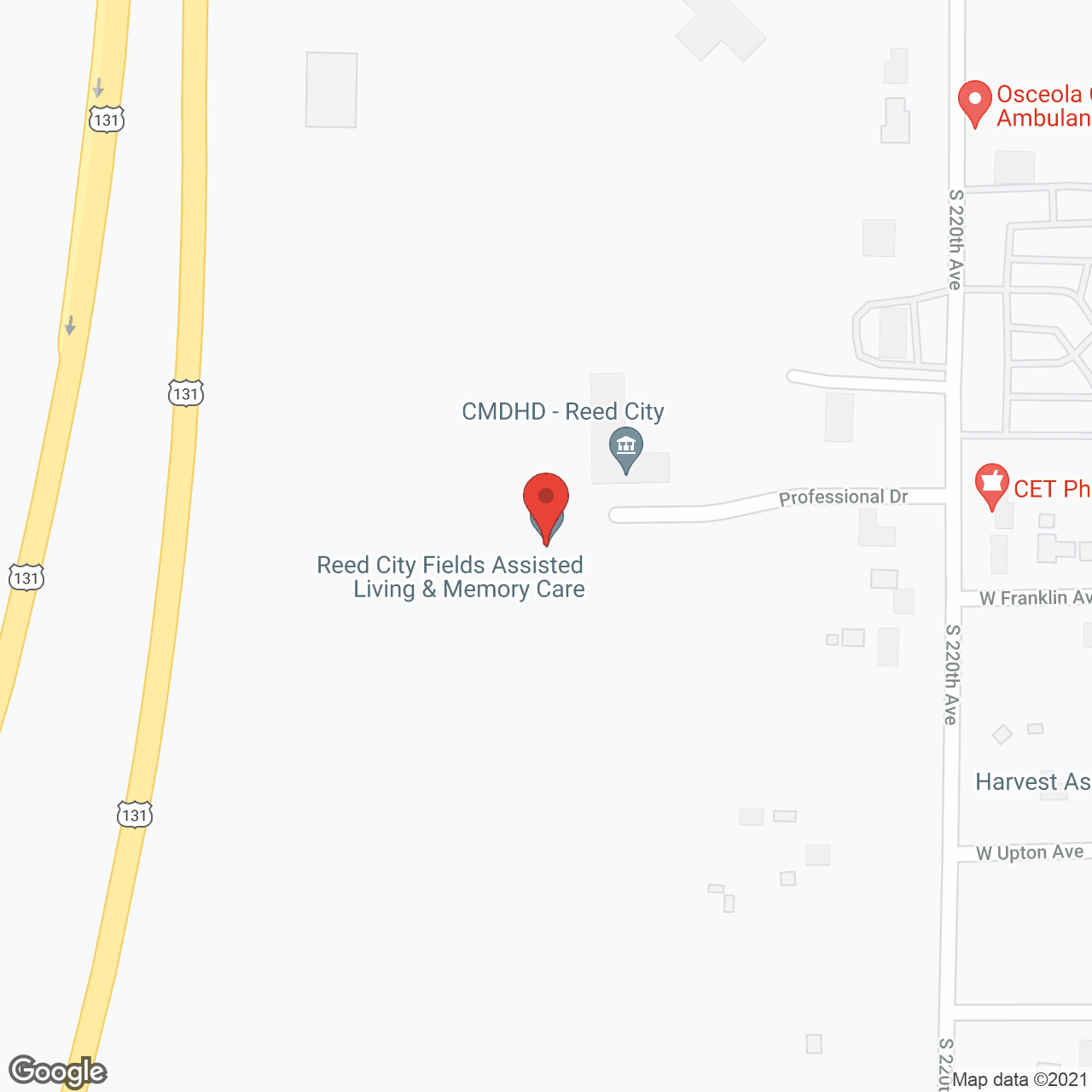 Map of the neighborhood around Reed City Fields