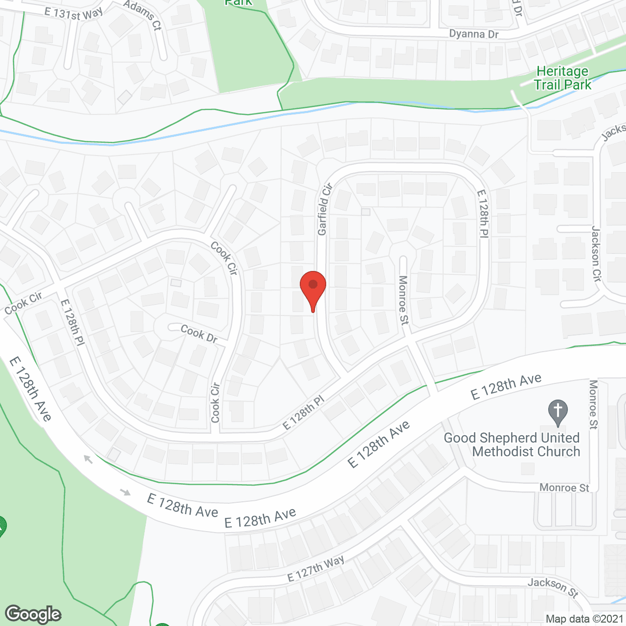 Map of the neighborhood around Bonaventure of Thornton