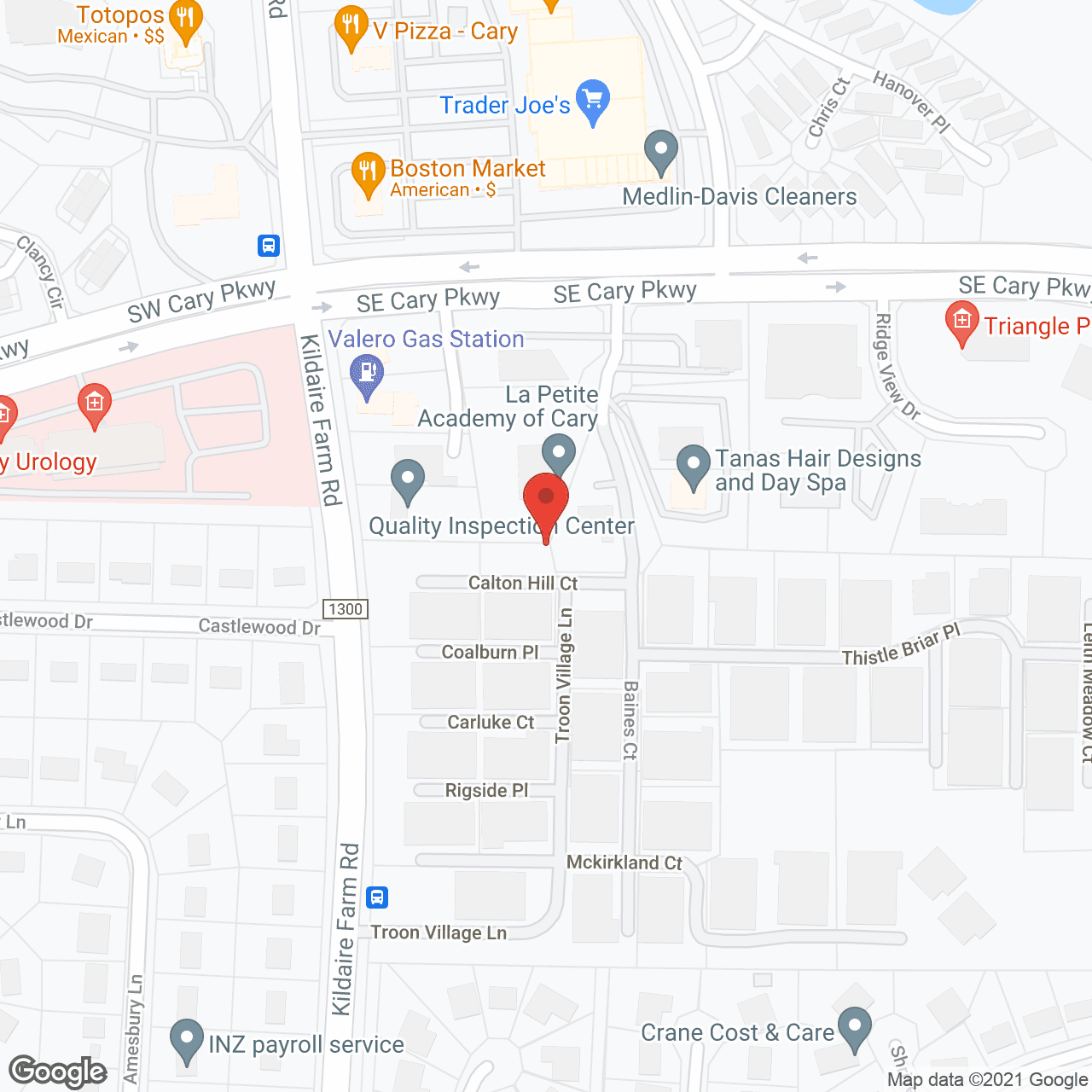 Map of the neighborhood around Atria Cary