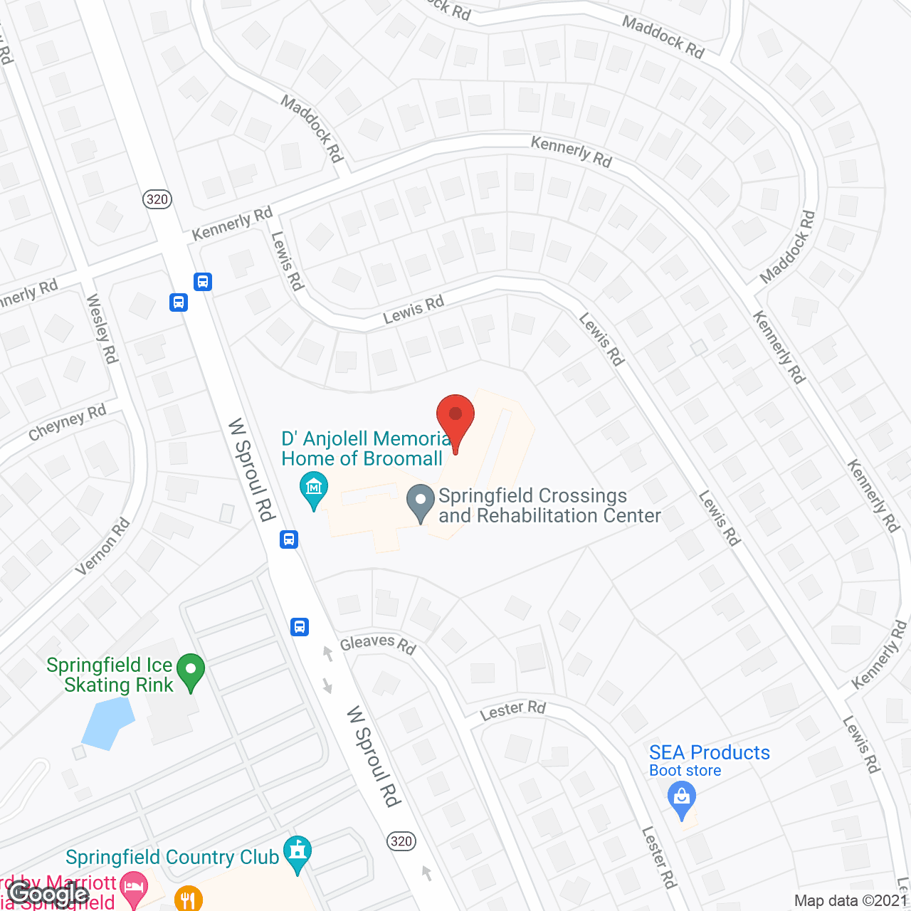 Map of the neighborhood around Springfield Crossings