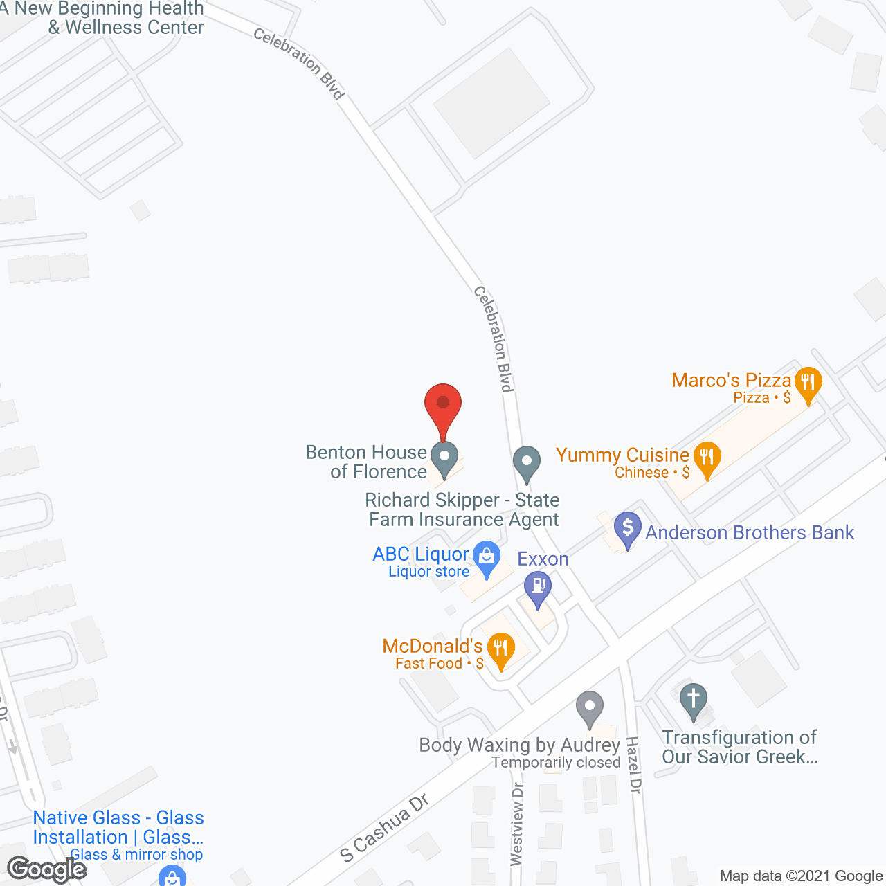 Map of the neighborhood around Benton House of Florence