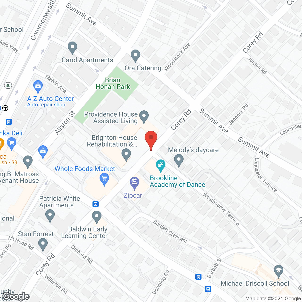 Map of the neighborhood around Providence House