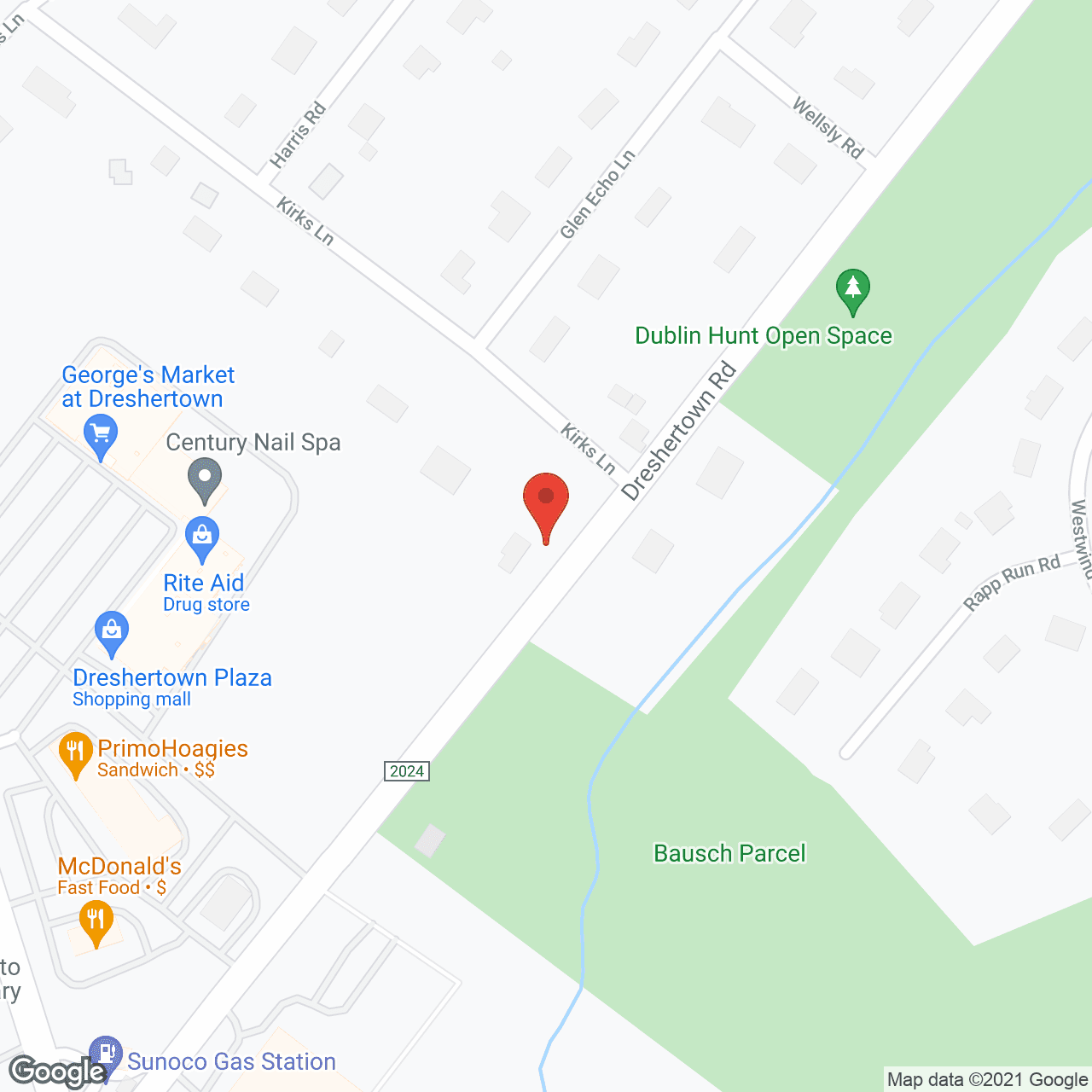 Map of the neighborhood around Woodland Creek at Dresher