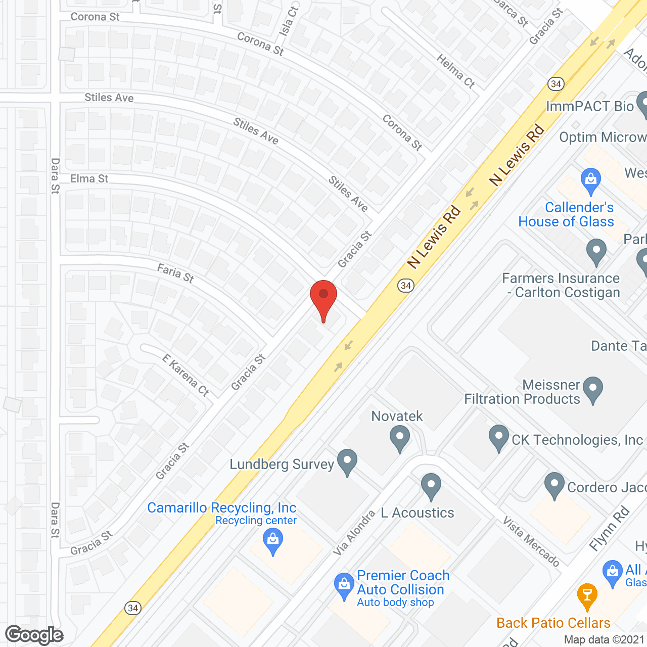 Map of the neighborhood around Oakmont of Camarillo
