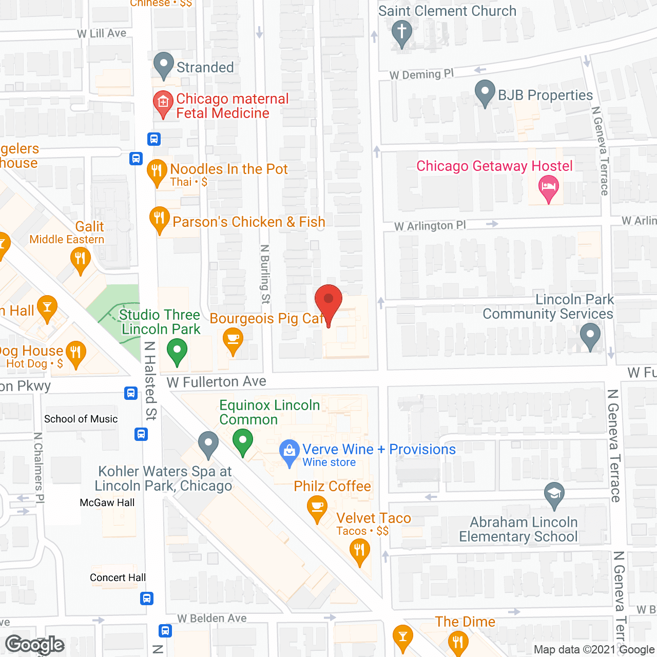 Map of the neighborhood around Belmont Village Lincoln Park