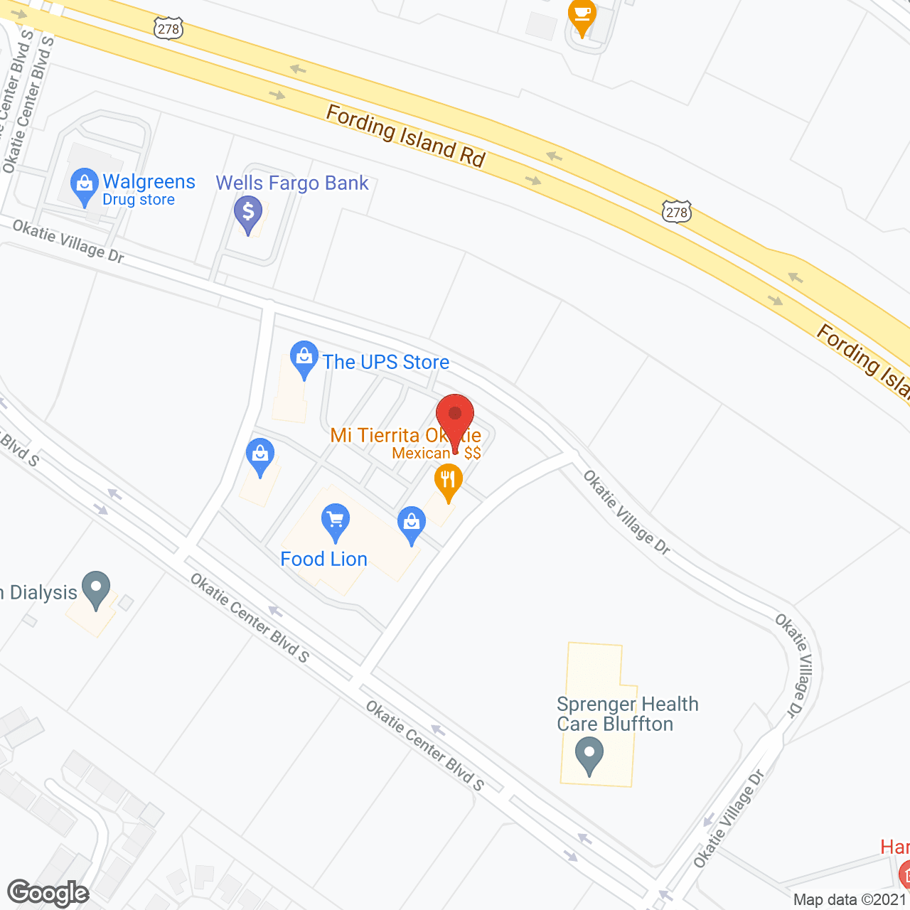 Map of the neighborhood around Sprenger Health Care Bluffton