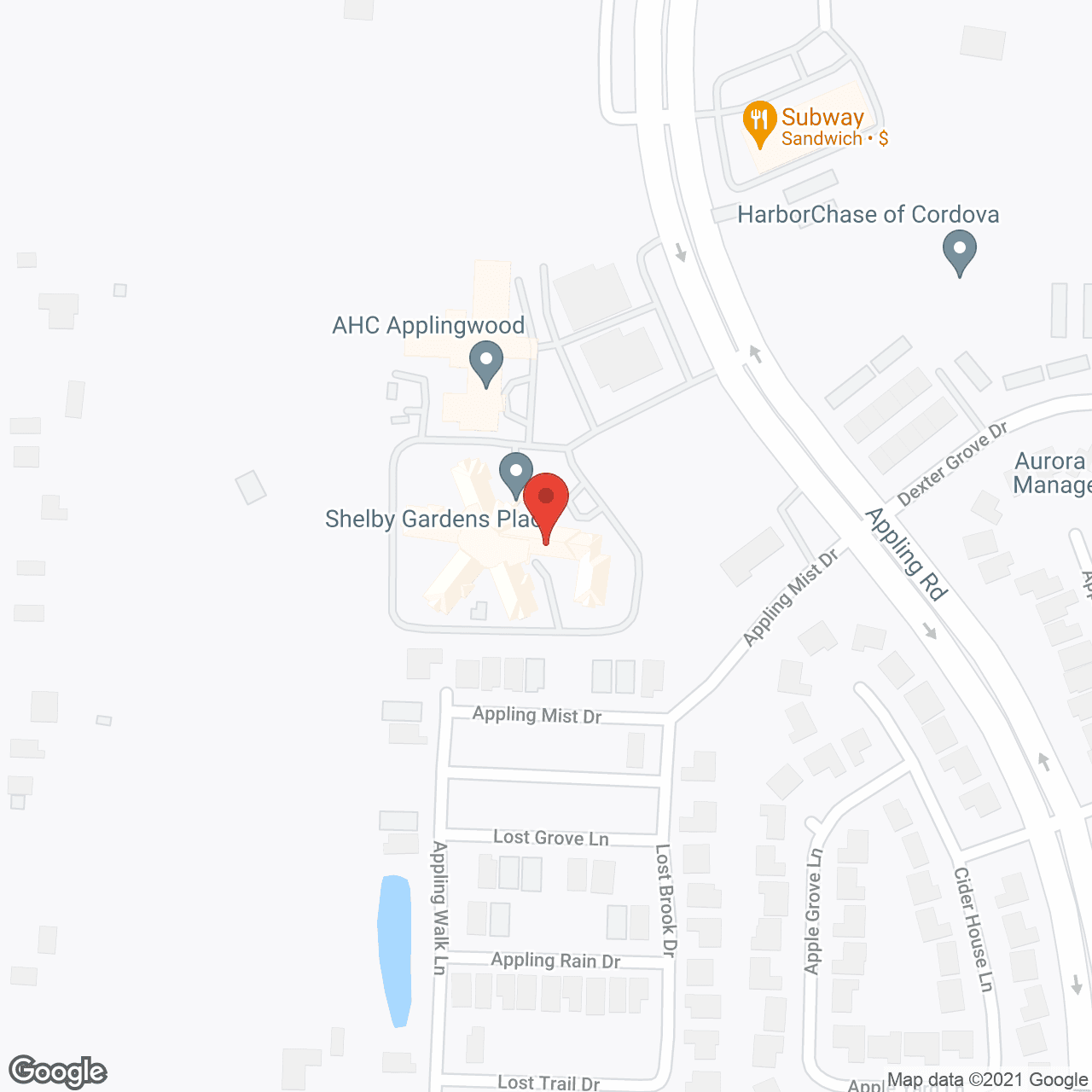 Map of the neighborhood around Trustwell at Shelby Gardens Place