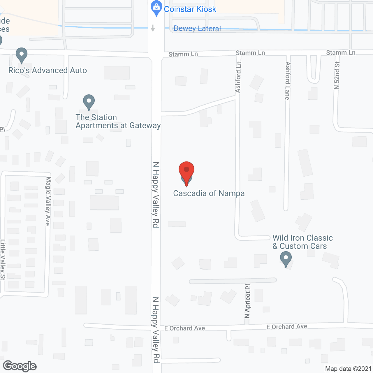 Map of the neighborhood around Cascadia of Nampa