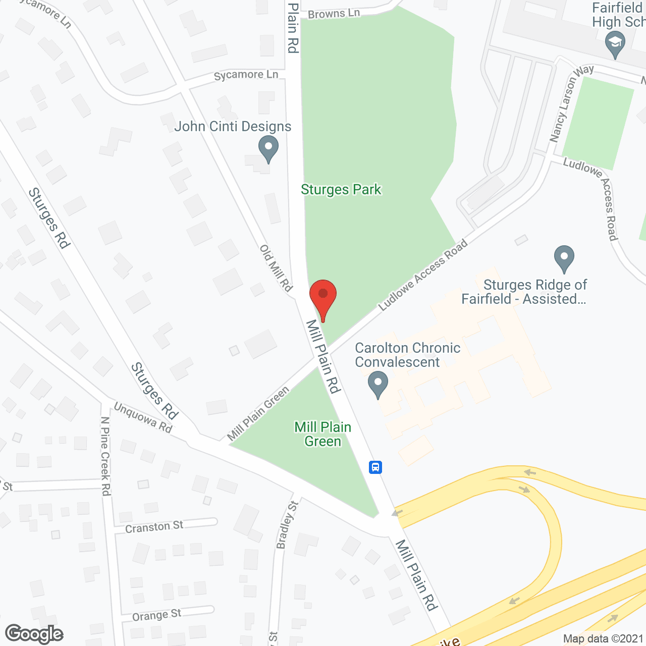 Map of the neighborhood around Sturges Ridge of Fairfield