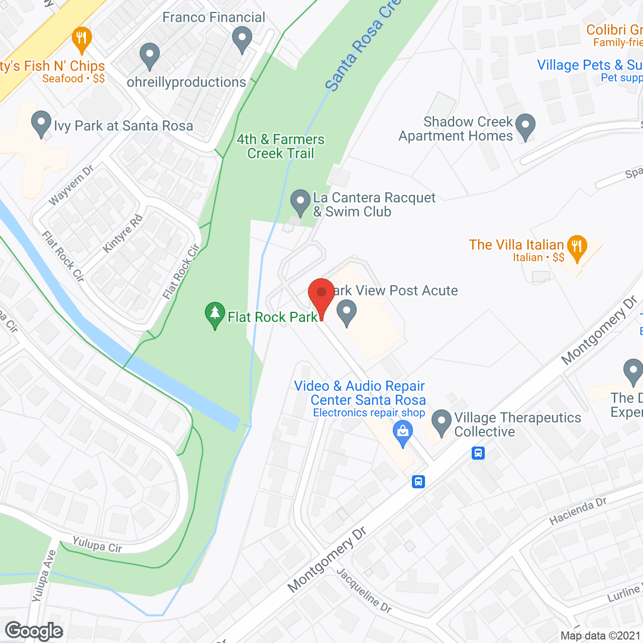 Map of the neighborhood around Park View Post Acute