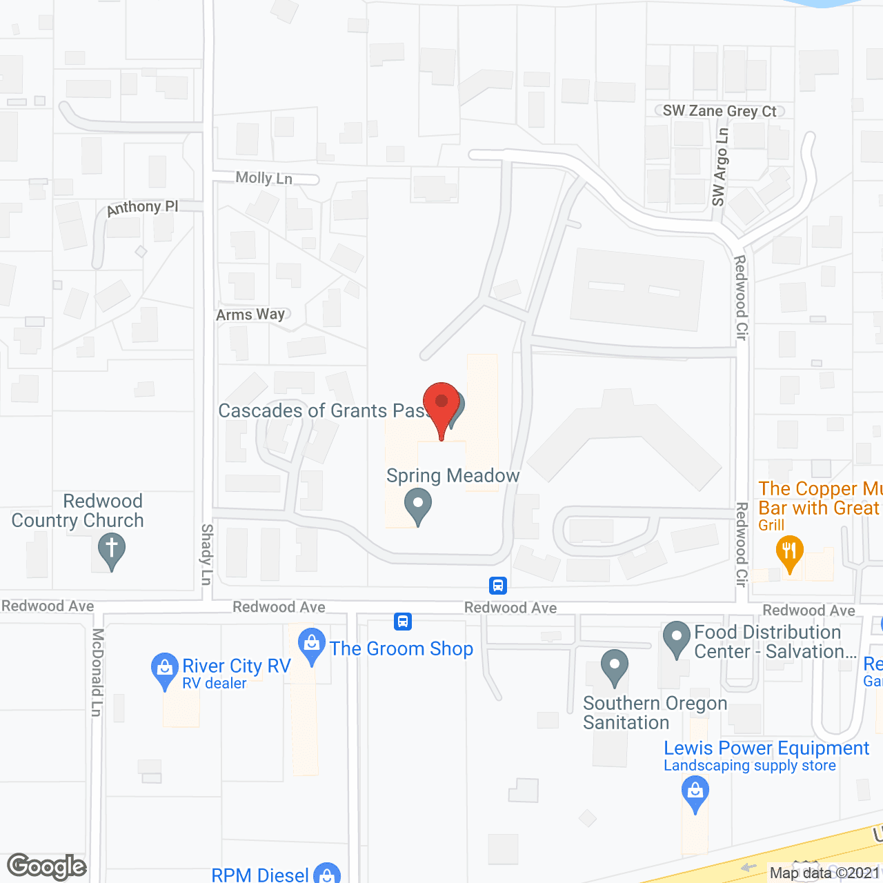 Map of the neighborhood around Cascades of Grants Pass