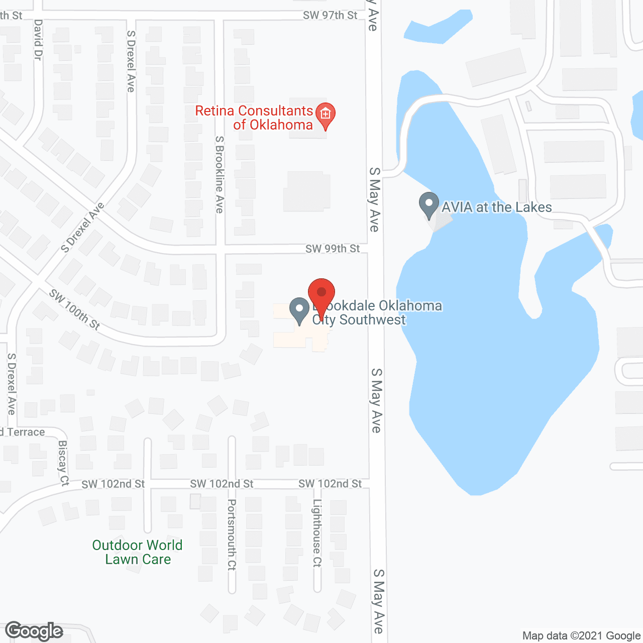 Map of the neighborhood around Brookdale Oklahoma City Southwest